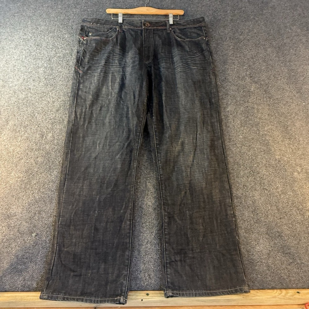 Akoo Brand Mens Size 42 Wide Leg Jeans Dark Wash Y2K Hip Hop 100% Cotton